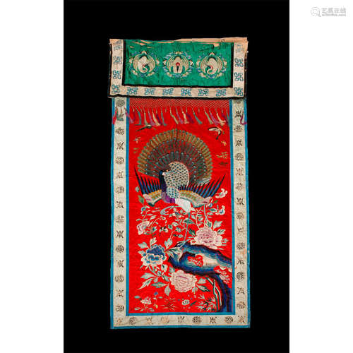 LARGE WOVEN SILK CHINESE PALATIAL TAPESTRY