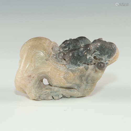 CHINESE CARVED SOAPSTONE FIGURAL GROUP, FIVE RATS