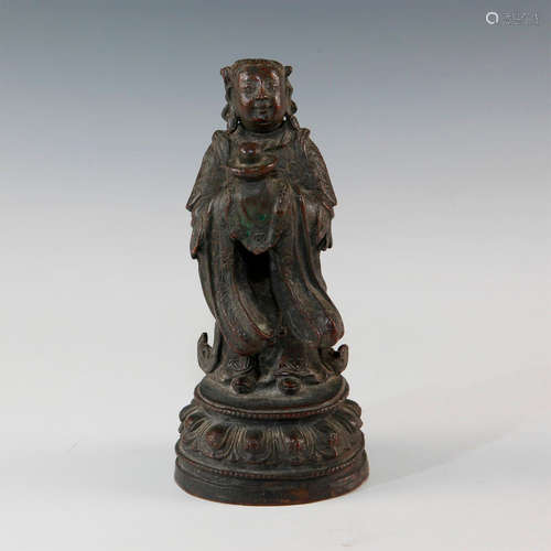 CHINESE MING-ERA BRONZE STATUE OF A SPIRITUAL ICON