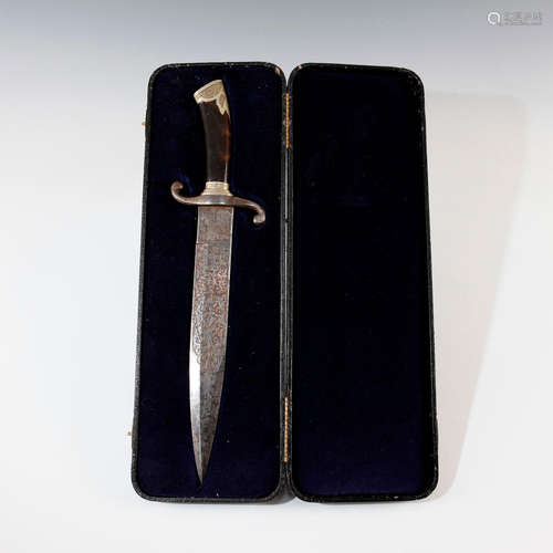 SILVER AND BONE HANDLED ANTIQUE SPANISH TOLEDO KNIFE