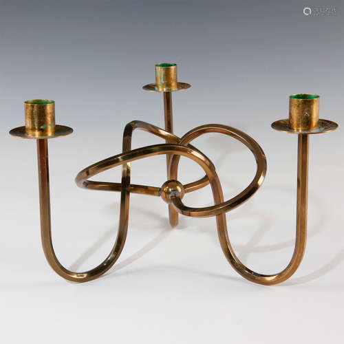 SOLID BRASS TRI-LIGHT CANDLESTICK BY JOSEF FRANK