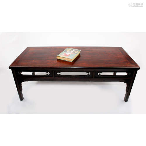 CHINESE CARVED ROSEWOOD WRITING TABLE