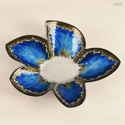 SIGNED ENAMEL J. BETOURNE LIMOGES 5-POINTED CENTERPIECE