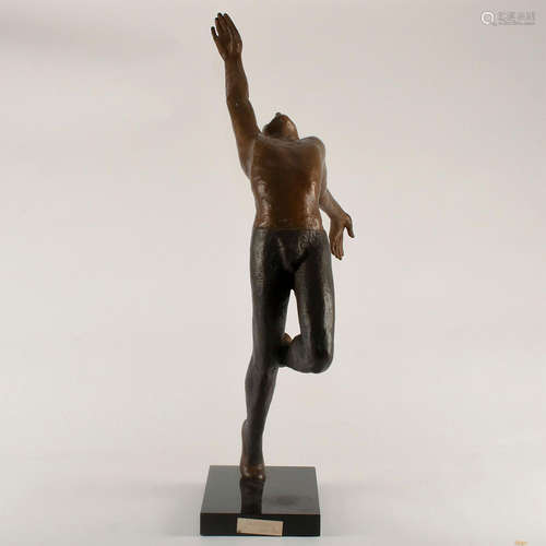 BRONZE SCULPTURE BY CLAIRE MAY OF EXPRESSIVE MALE DANCER