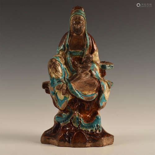 CHINESE MING TERRACOTTA FAHUA GUANYIN