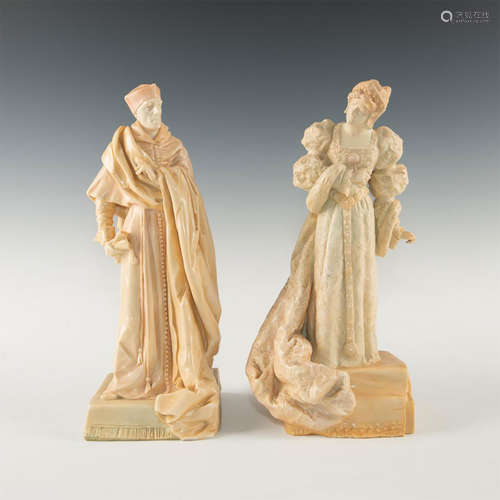 PAIR OF RARE DOULTON BURSLEM VELLUM FIGURES