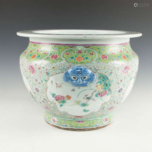 CHINESE FAMILLE ROSE PORCELAIN JARDINIERE / FISH BOWL