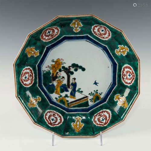 19TH C. JAPANESE KUTANI PORCELAIN DISH, FUKU MARK