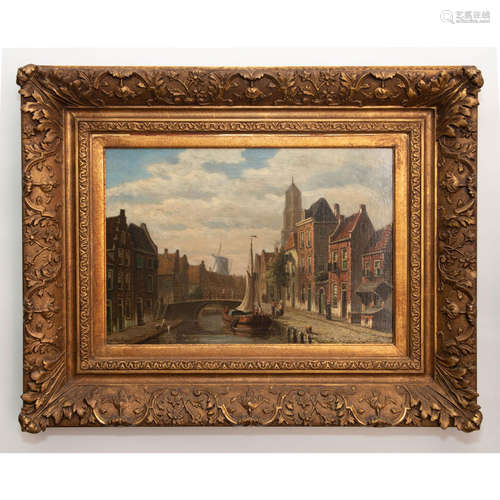 OENE ROMEKS DE JONG (1812-1896) PAINTING CITYSCAPE