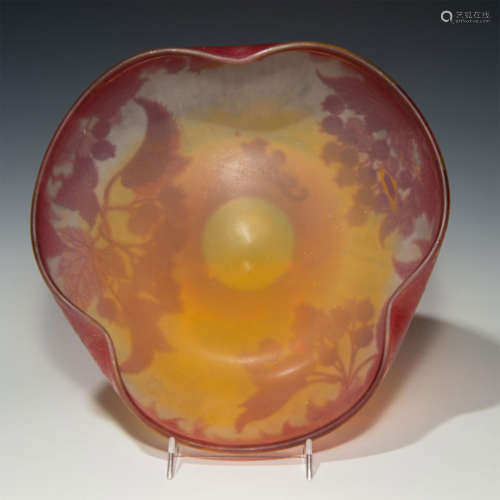 LARGE GALLE CAMEO GLASS BOWL