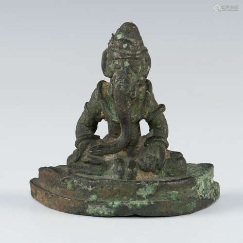 19TH CENTURY SMALL BRONZE FIGURE OF GANESHA