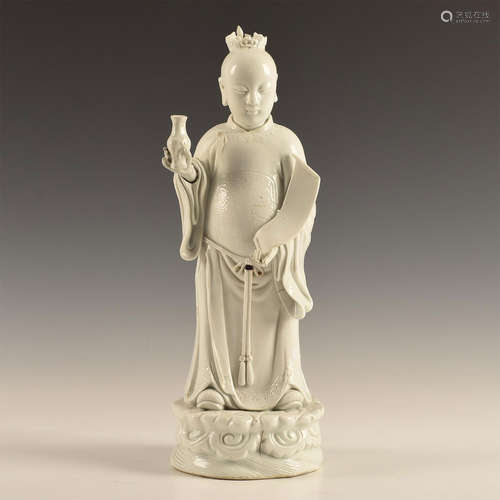 CHINESE BLANC DE CHIEN OF PORCELAIN MONK CLOUD BASE