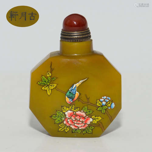 CHINESE ENAMELED GLASS SNUFF BOTTLE