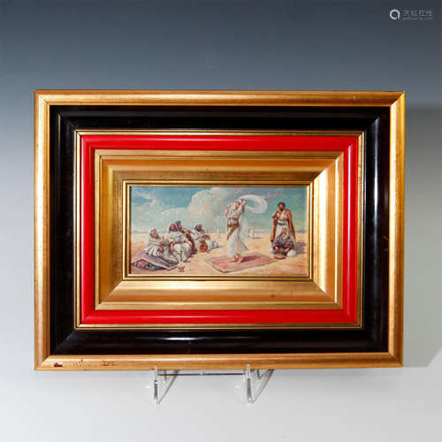 FRAMED ORIENTALIST OIL BY MIGUEL MONTANER (1860-1940)