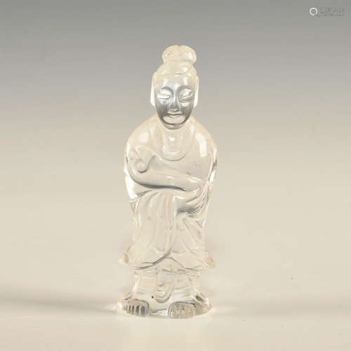 CHINESE CARVED ROCK CRYSTAL FIGURAL IMMORTAL LUOHAN