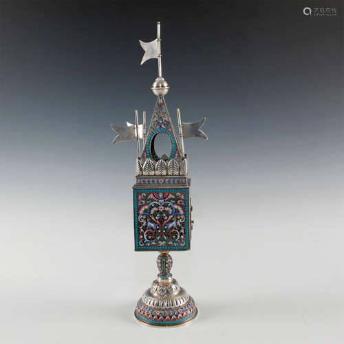 STERLING SILVER JUDAICA SPICE TOWER