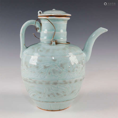 CELADON GLAZE TEAPOT WITH LID CHINESE/KOREAN ORIGIN