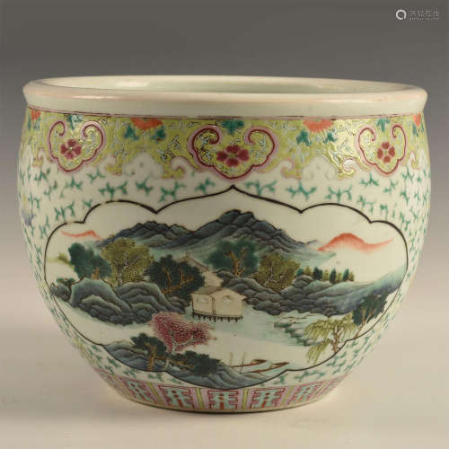 FAMIL ROSE CHINESE PORCELAIN BOWL, INCISED AND PAINTED