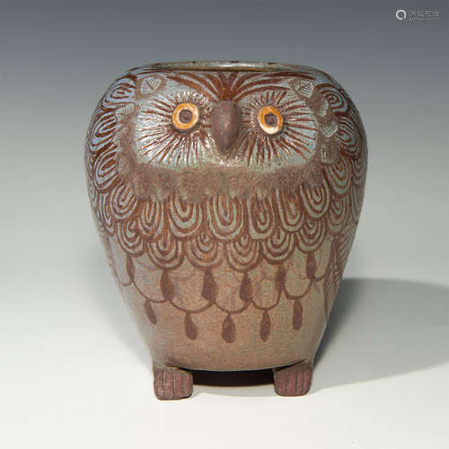 CERAMIC OWL VASE BY FRANCOIS RATY (1928-1982)