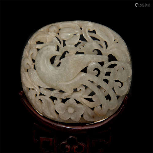 CHINESE RETICULATED JADE PLAQUE