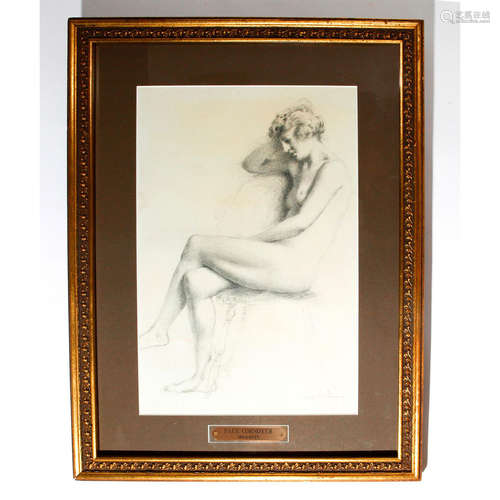 RESTING LADY PENCIL DRAWING BY PAUL CORNOYER