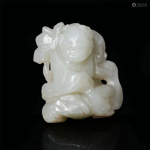 CHINESE CARVED JADE DIVINITY