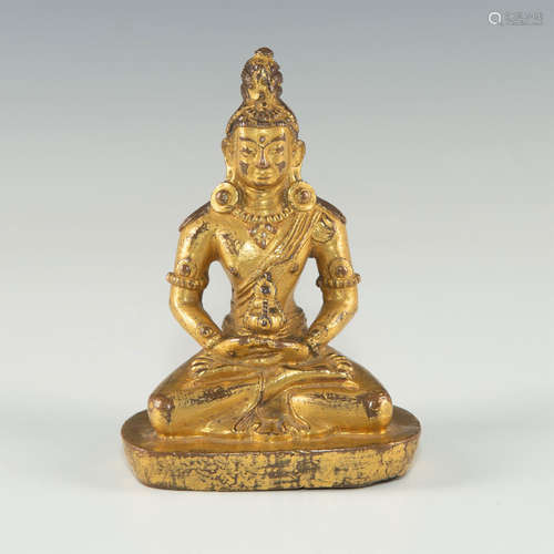 CHINESE TIBETAN GILT BRONZE BUDDHA AMITAYUS