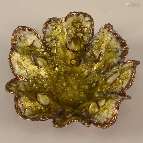 RARE LIMOGES ENAMEL-ON-BRONZE FLORAL SCULPTURE