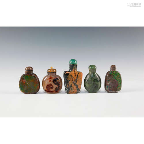 GROUP OF CHINESE FIVE SNUFF BOTTLES