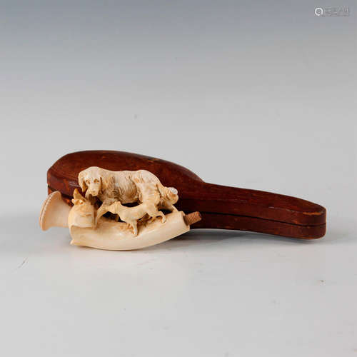 MEERSCHAUM PIPE, HUNTING DOG AND FOX