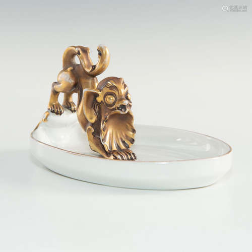 ROSENTHAL GOLDEN FU DOG ON DISH