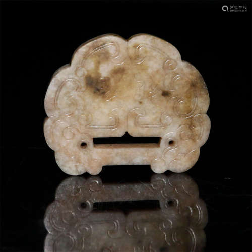 CHINESE CHICKEN BONE JADE PENDANT PLAQUE