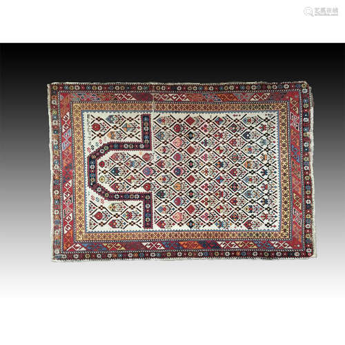 1910-1920 ANTIQUE EULAN BAYER EAST-FACING PRAYER RUG