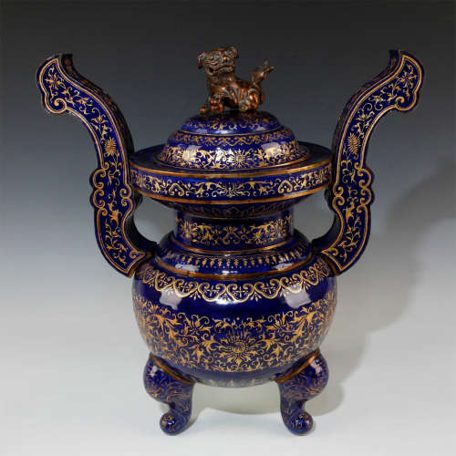 19TH CENTURY QING DYNASTY CHINESE MONUMENTAL PEKING ENAMEL CENSER