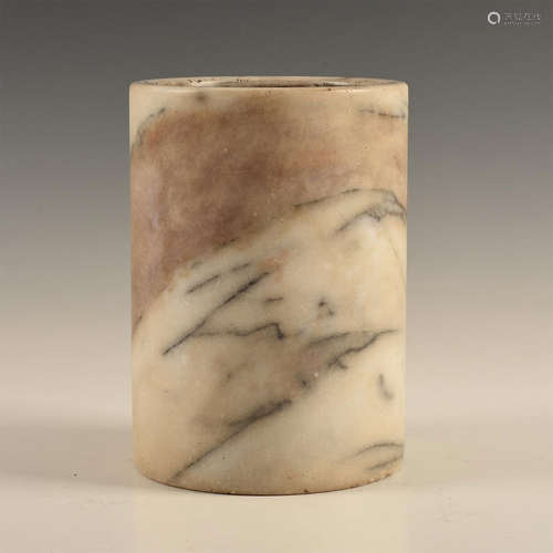 CHINESE CARVED MARBLE BRUSH POT