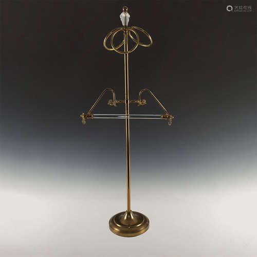 VINTAGE BRASS AND CUT GLASS VALET STAND