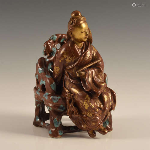 CHINESE PORCELAIN GUANYIN ON THRONE