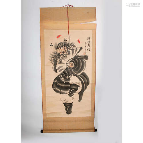 LARGE CHINESE JAPANESE HANGING SCROLL IMMORTAL DANCER