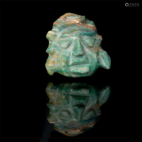 SOUTH AMERICAN JADE CARVING OF INCA FACE