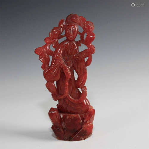 NATURAL AGATE CARVING OF GUANYIN