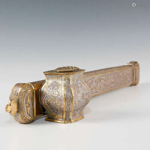 ANTIQUE PERSIAN BRONZE TRAVELLING INKWELL DIVIT