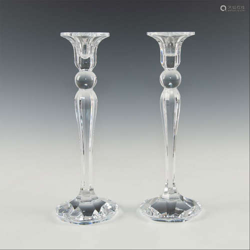 PAIR OF VILLEROY & BOCH CRYSTAL CANDLESTICKS