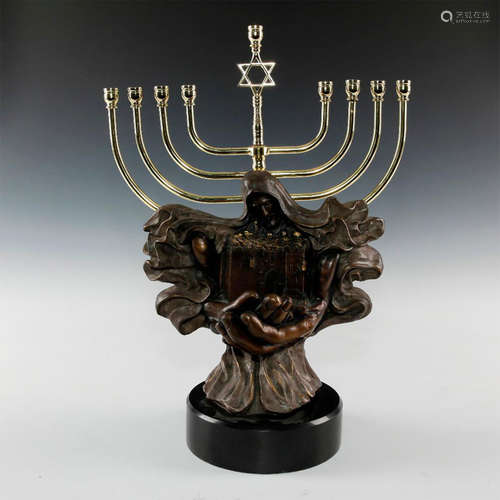 BRONZE SCULPTURE OF JERUSALEM WITH MENORAH