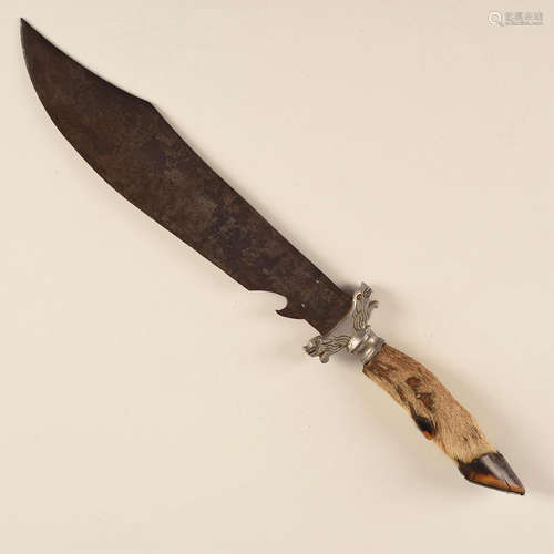 DEER HOOF HANDLED OAXACA MAKE ENGRAVED BOWIE KNIFE