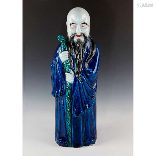 LARGE CHINESE PORCELAIN FIGURAL SMILING LAO TZU