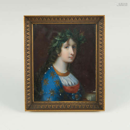 BRASS FRAMED MINIATURE PAINTING OF A LADY