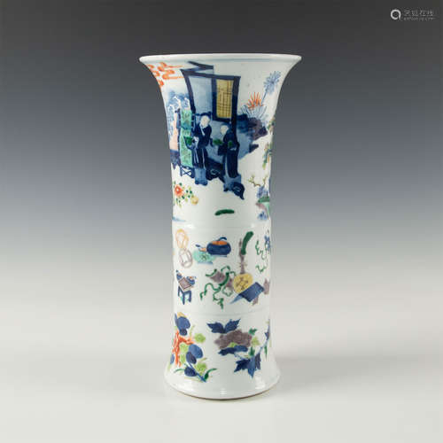 TALL CHINESE HU SHAPED PORCELAIN VASE