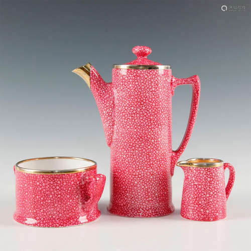 ROYAL DOULTON SHAGREEN 3 PC TEA SET WITH LID