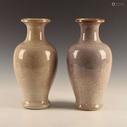 PAIR OF CHINESE CRACKLE GLAZE PORCELAIN VASES