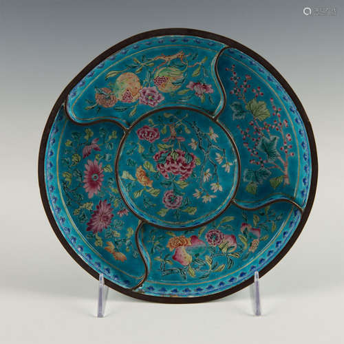 CHINESE 5 SECTIONED CANTONESE ENAMEL DISH